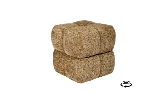 Banqueta Puff Giratorio Tapizado Chenilla Terracota Serie Agael
