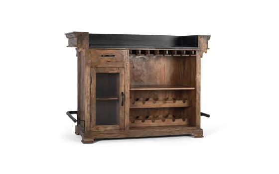 Barra Bar Rustica  Madera  Metal con Tapa de Granito Acrito Barra Bar Rustica  Madera  Metal con Tapa de Granito Acrito