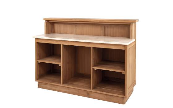 Barra de Bar Mostrador Teca Natural y Marmol Serie Eyre