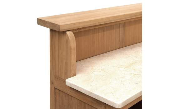 Barra de Bar Mostrador Teca Natural y Marmol Serie Eyre