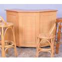 Barra de Bar Tejida en Rattan y Madera Serie Asitans