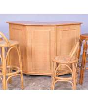 Barra de Bar Tejida en Rattan y Madera Serie Asitans