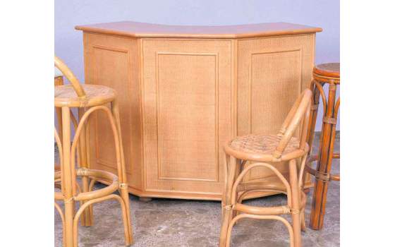 Barra de Bar Tejida en Rattan y Madera Serie Asitans