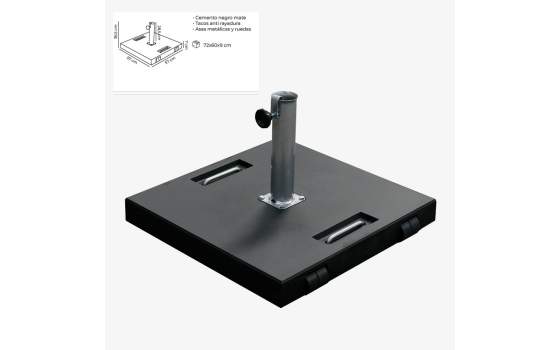 Base de Parasol Cemento Pintado Cuadrada en 50 Kg Serie Mv50n