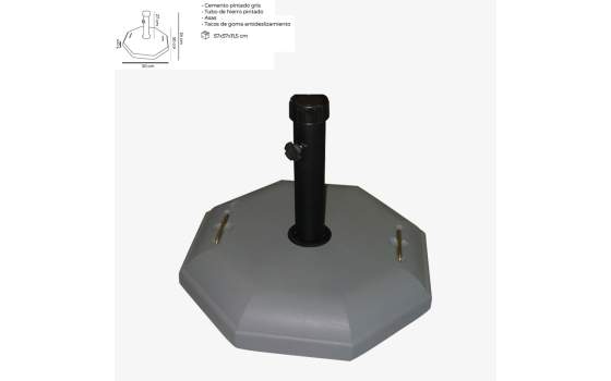 Base Parasol Cemento Pintado Octogonal en 30 Kg Serie TH 30