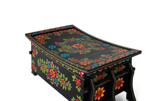 Baul Arcon Oriental Negro Diseños Florales Serie Dalian