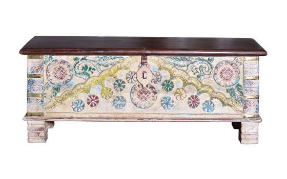 Baul Arcon Tallado y Decorado en Colores Estilo Indio Adeny