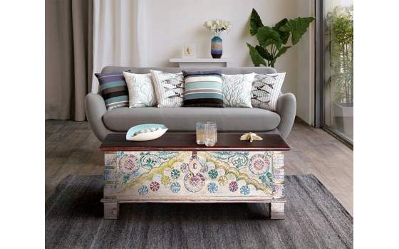 Baul Arcon Tallado y Decorado en Colores Estilo Indio Adeny