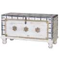 Baul Blanco Decape Madera Mango Decoracion Bronce oro Adeny