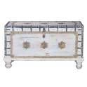 Baul Blanco Decape Madera Mango Decoracion Bronce oro Adeny