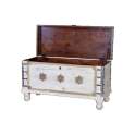 Baul Blanco Decape Madera Mango Decoracion Bronce oro Adeny
