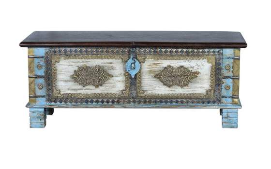 Baul Decorado Azul Bronce Adeny