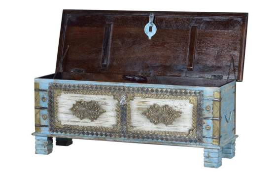 Baul Decorado Azul Bronce Adeny