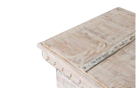 Baul Decorativo Madera Maciza Blanco Desgastado Acley