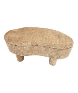 Baul Descalzadora Moderno Tapizada Tela Marron - Serie Agall