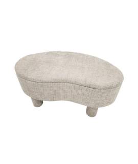 Baul Descalzadora Oval Moderno Tapizada Tela Beige - Serie Agall