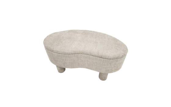 Baul Descalzadora Oval Moderno Tapizada Tela Beige - Serie Agall