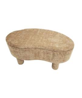 Baul Descalzadora Oval Moderno Tapizada Tela Marron - Agall