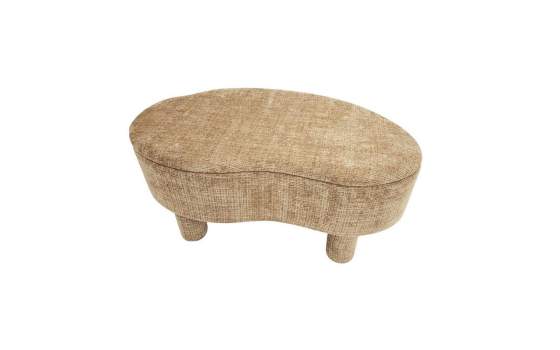 Baul Descalzadora Oval Moderno Tapizada Tela Marron - Agall