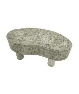 Baul Descalzadora Oval Moderno Tapizada Tela Verde - Agall