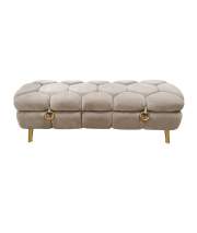 Baul Descalzadora Terciopelo Color Beige Serie Kalevi