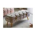 Baul Descalzadora Terciopelo Color Beige Serie Kalevi