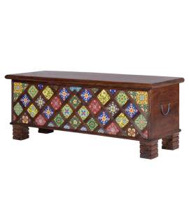Baul Madera Mango Decoracion Floral Colorista Serie Adeny