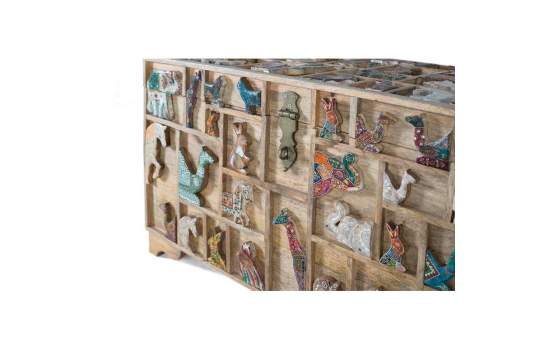 Baul Madera Mango Diseño Animales de Colores Atarias