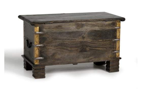 Baul Madera Mango Nogal Decoracion Metalica Serie Adeny