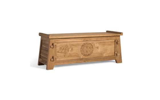 Baul Rustico Tallado Madera de Teca Natural Serie Aness