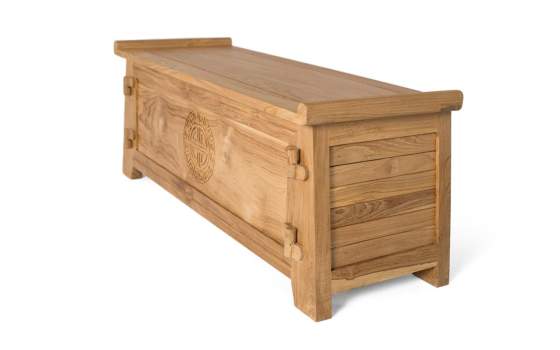 Baul Rustico Tallado Madera de Teca Natural Serie Aness