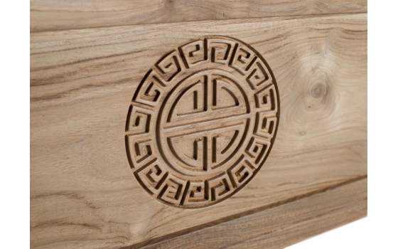 Baul Rustico Tallado Madera de Teca Natural Serie Aness