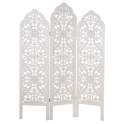 Biombo 3 Hojas Blanco Decape Estilo Oriental Tallado Balst