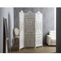 Biombo 3 Hojas Madera Blanco Envejecido Serie Ajardi