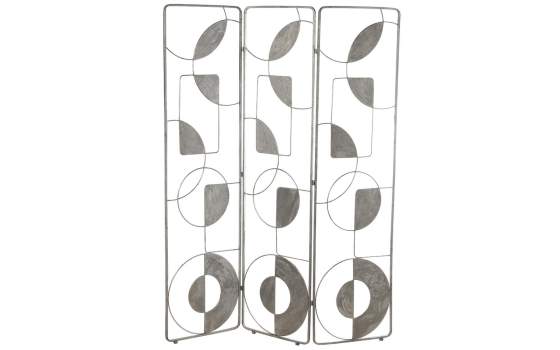 Biombo 3 Hojas Paneles de Forja Plata Diseño Moderno Molt