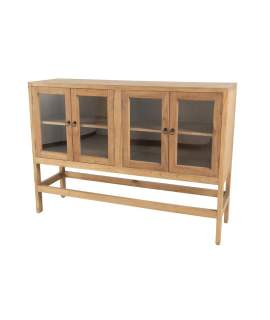 Bufet Aparador Alto Rustico 4 Puertas Acristaladas Serie Aravid