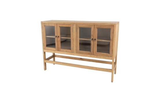 Bufet Aparador Alto Rustico 4 Puertas Acristaladas Serie Aravid