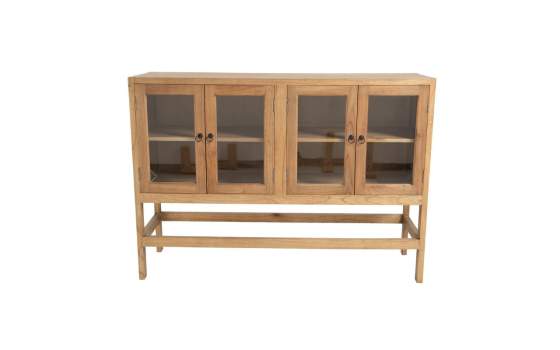 Bufet Aparador Alto Rustico 4 Puertas Acristaladas Serie Aravid