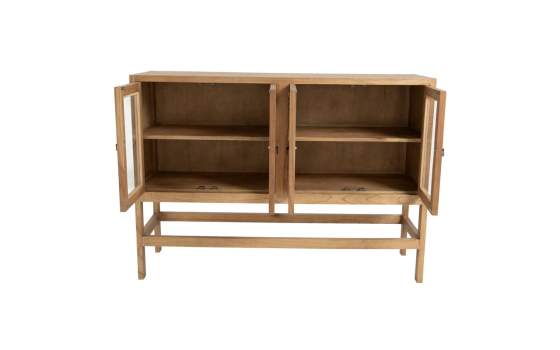 Bufet Aparador Alto Rustico 4 Puertas Acristaladas Serie Aravid