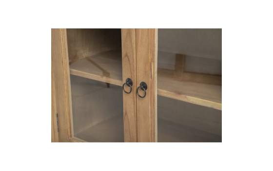 Bufet Aparador Alto Rustico 4 Puertas Acristaladas Serie Aravid