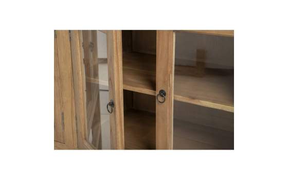 Bufet Aparador Alto Rustico 4 Puertas Acristaladas Serie Aravid