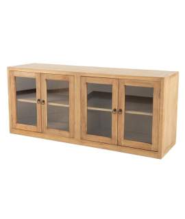 Bufet Aparador Rustico 4 Puertas Acristaladas - Serie Aravid