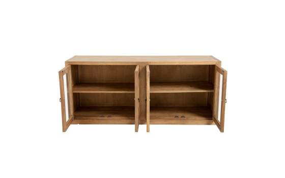 Bufet Aparador Rustico 4 Puertas Acristaladas - Serie Aravid