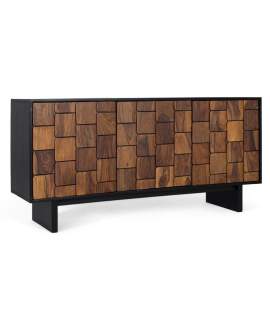 Buffet 3 Puertas Bicolor Negro Madera Serie Mysore