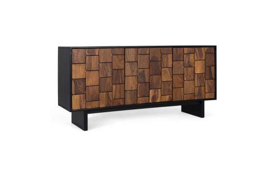 Buffet 3 Puertas Bicolor Negro Madera Serie Mysore