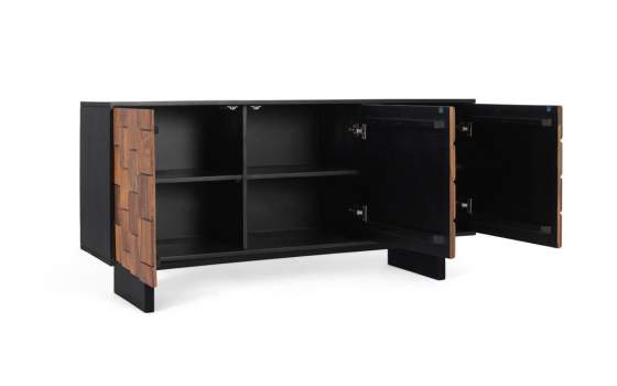 Buffet 3 Puertas Bicolor Negro Madera Serie Mysore