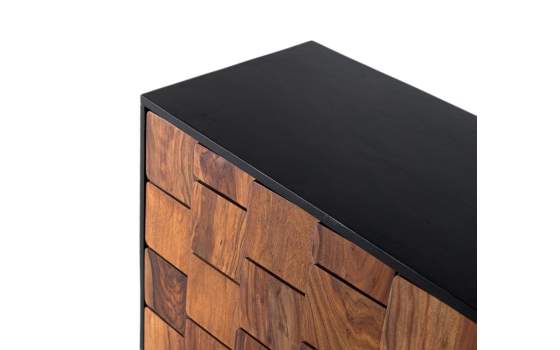 Buffet 3 Puertas Bicolor Negro Madera Serie Mysore