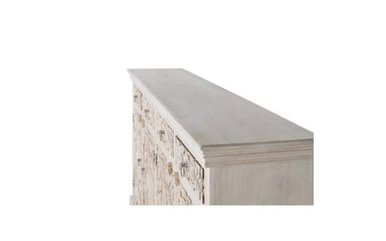 Buffet 4 Puertas 4 Cajones Madera Tallada Blanco Decape Aditas