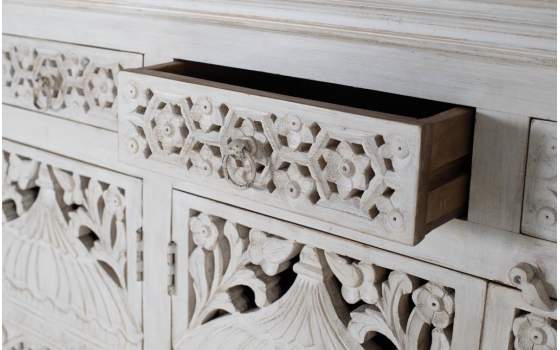 Buffet 4 Puertas 4 Cajones Madera Tallada Blanco Decape Aditas Buffet 4 Puertas 4 Cajones Madera Tallada Blanco Decape Aditas