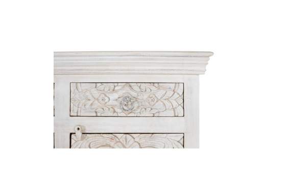 Buffet 4 Puertas 4 Cajones Madera Tallada Blanco Decape Aditas